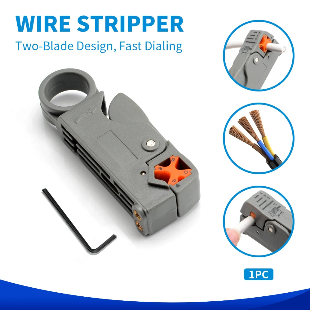 1PCS Ethernet Cable Stripper RJ45 Cat5 Cat6 Network Hand Tool Pliers Line UTP FTP Coax Coaxial Cutter Wire Stripping Tool
