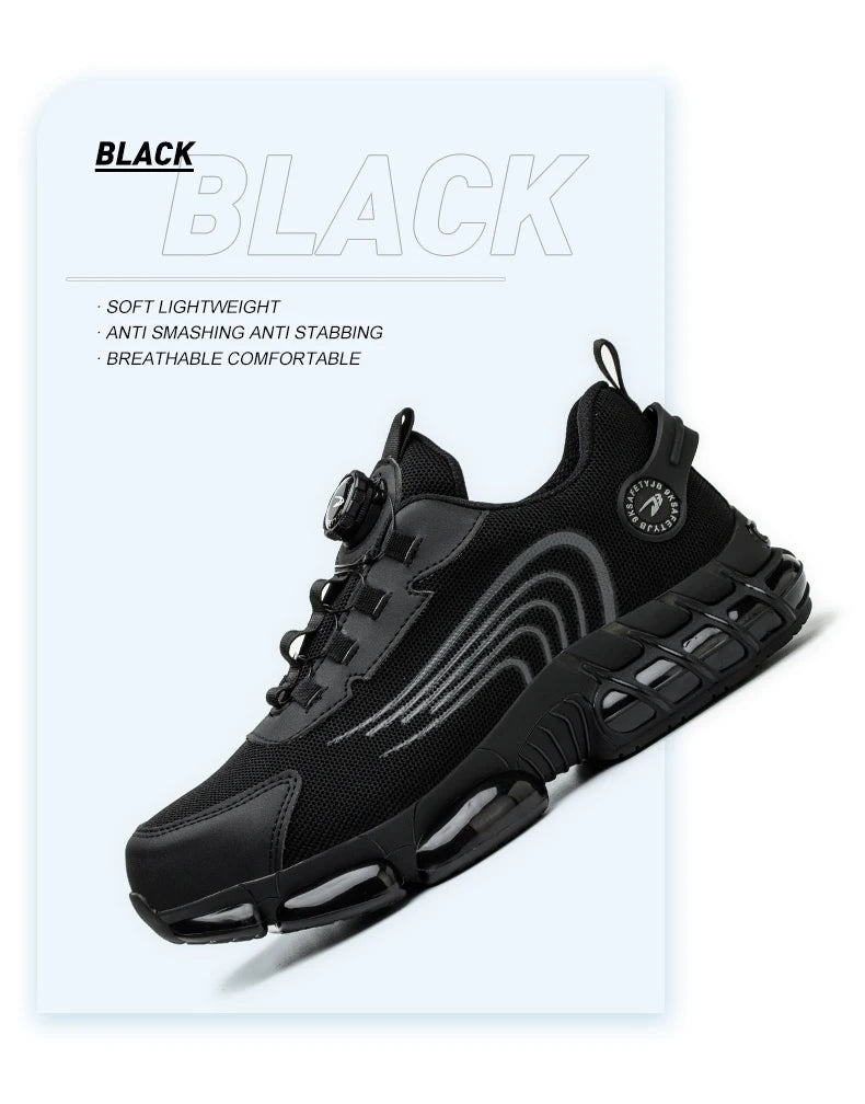 Rotary Buckle Work Safety Shoes For Men and Women Air Soft Sole Lightweight Protective Work Sneakers Men Breathable Boots - Shoppiline