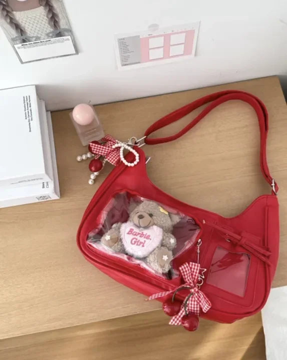 Y2k Harajuku Shoulder Bag Women Korean Transparent Ita Bag School Crossbody Bag Female Japanese Designer Preppy Handbag Purse
