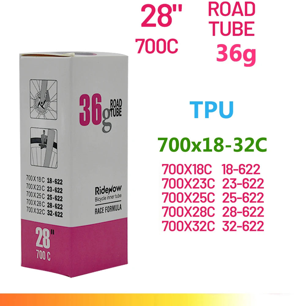 RideNow TPU Bike Inner Tube 700C 700x18 23 25 28 32 35 37 40 47C Road Bicycle Tire MTB Bike Camera 29x1.5 1.75 1.9 pneu aro