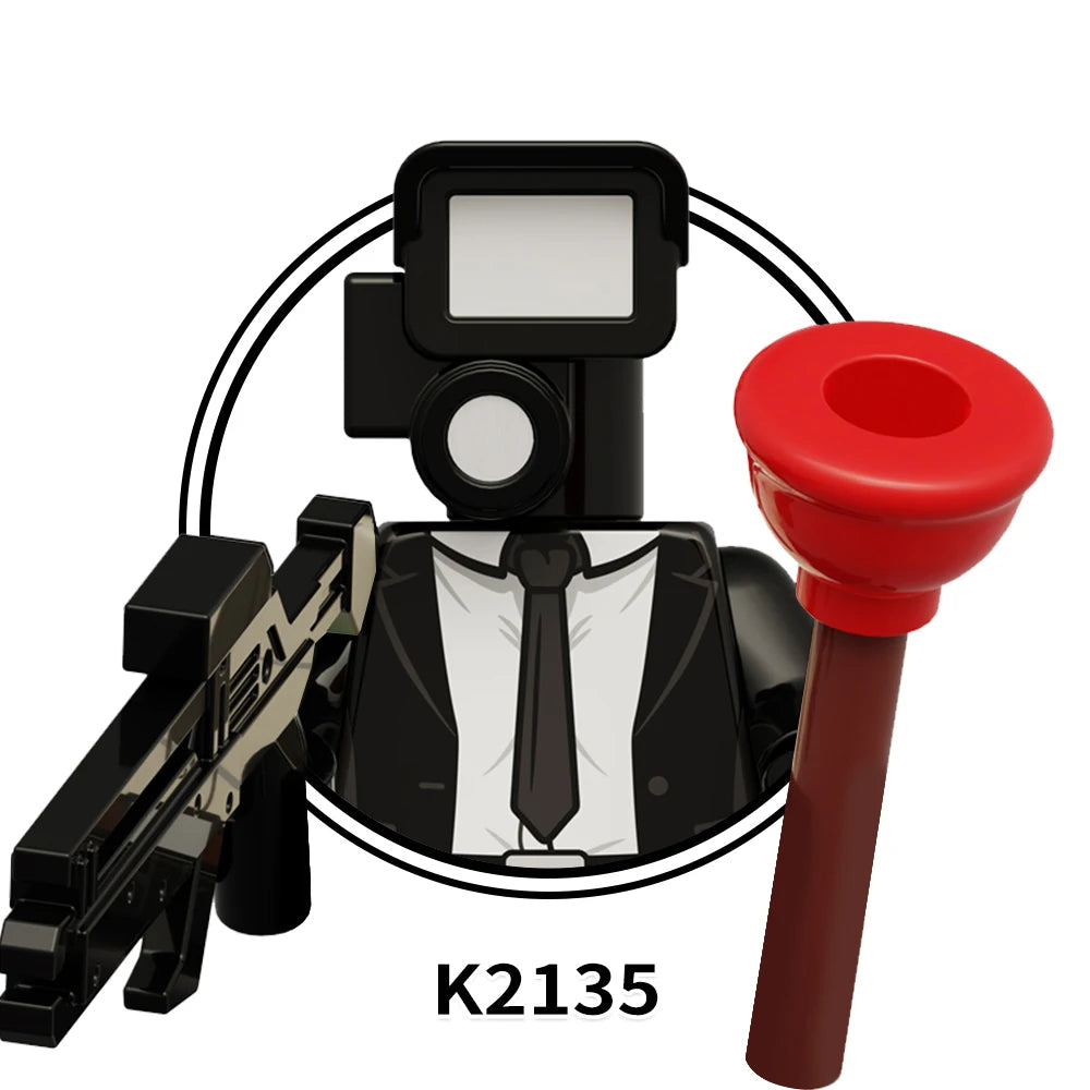 MOOXI Actionfiguren Teile Set MOC Steine Skibidi Toilet Man DIY Baustein Lernspielzeug für Kinder Figuren Geburtstagsgeschenk