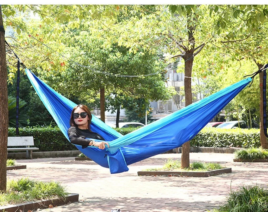 Ultra-Light Camping Hammock 300kg Load Capacity Breathable Quick-Drying Parachute Nylon Portable for Outdoor Indoor Garden