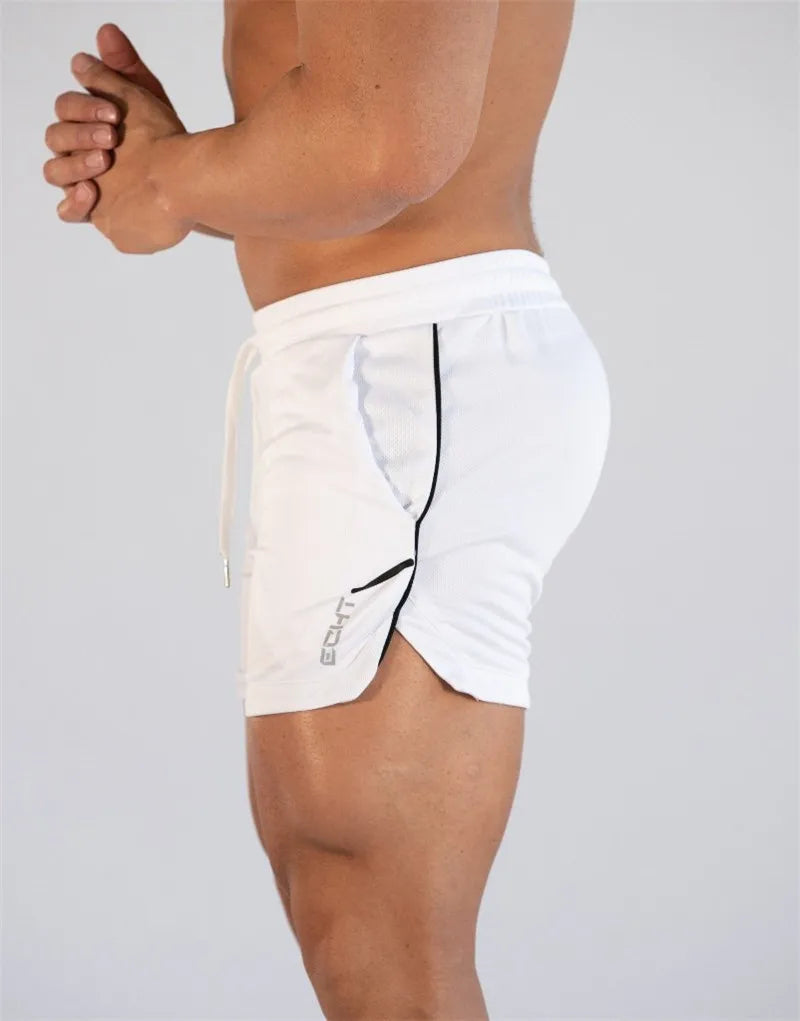 Summer thin mesh sports shorts men's breathable trend muscle fitness training three point pants running casual sports shorts