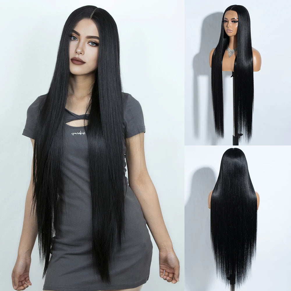 Synthetic Lace Front Wigs For Women 38 Inch Straight Wig Lace Wig  Blonde Brown Black Lace Wigs Cosplay Straight Lace Front Wig