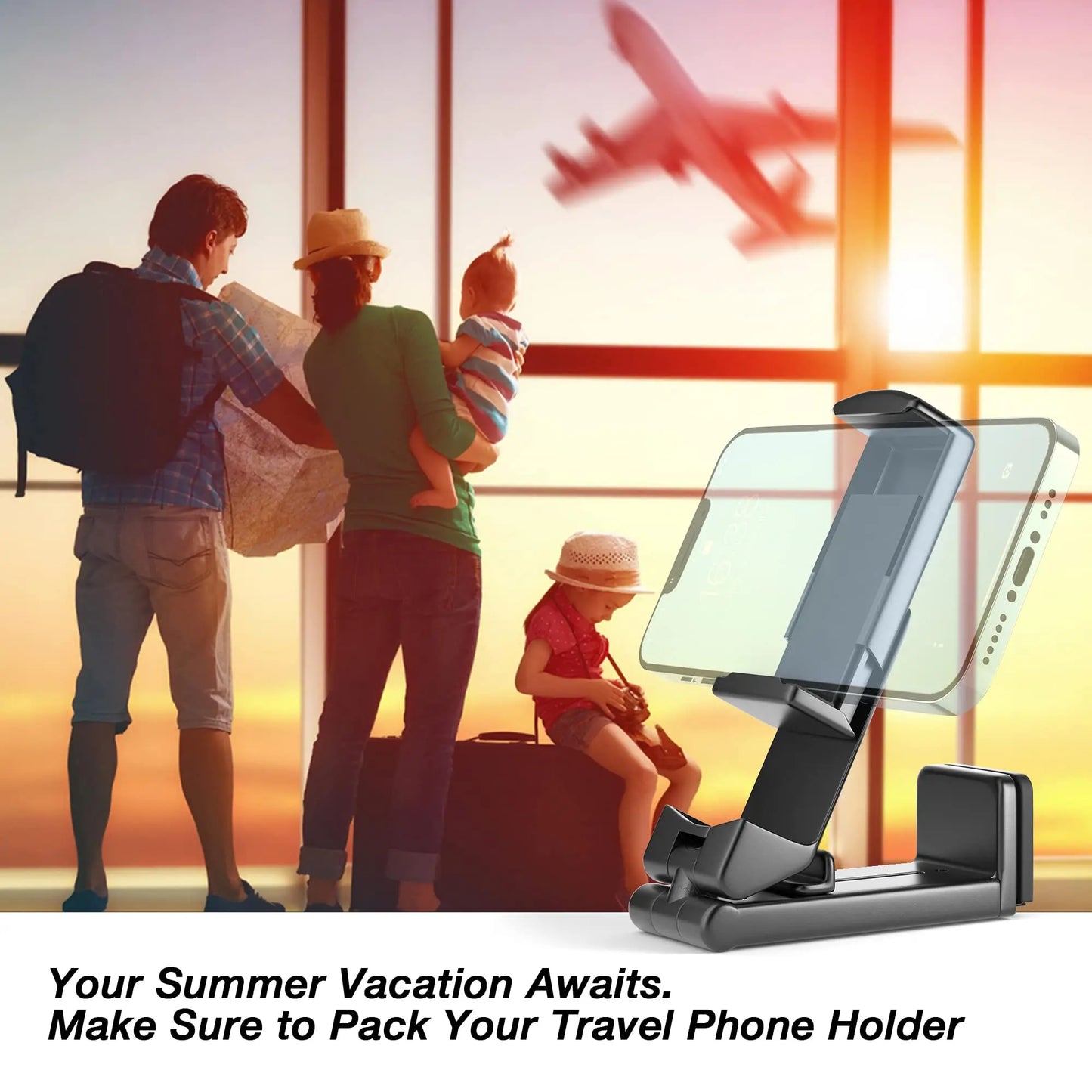 Portable Foldable Airplane Phone Stand Adjustable Rotatable Travel Holder, Multifunctional Flight Train Desk Seat Selfie Support