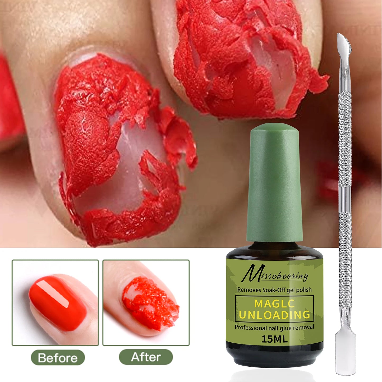 Misscheering 15ml Magic Fast Nail Gel Polish Remover Clean UV Soak Off Semi Permanent Varnish Nail Art Removal Tools Manicure