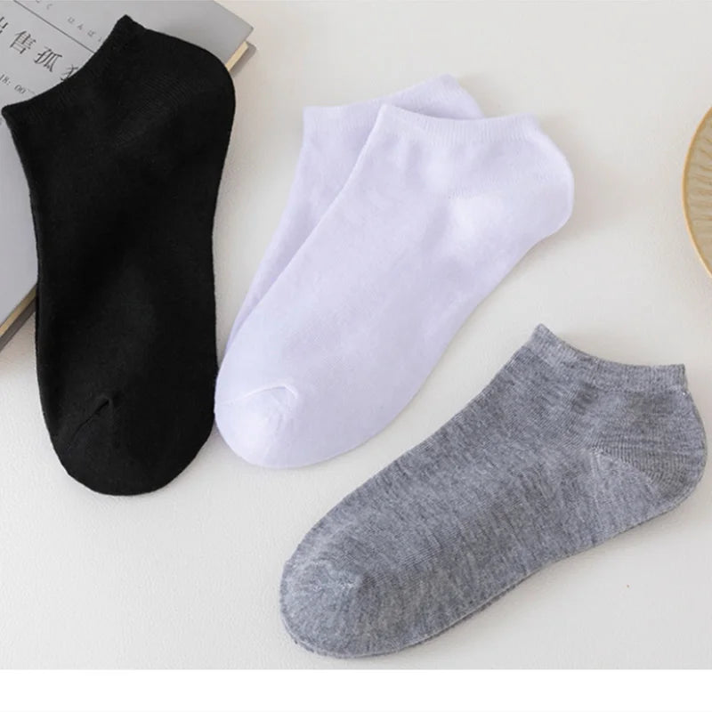 3/5/8 Pairs Women/Men Boat Socks Invisible Low Cut Silicone Non-slip Summer No-show Ankle Socks Solid Color Casual Breathable