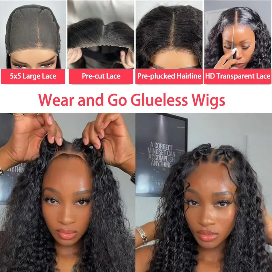 13x6 HD Lace Loose Deep Wave Frontal Perücken 42 Zoll Deep Curly Lace Front Echthaarperücken Vorgezupfte Klebefreie Perücke Echthaar