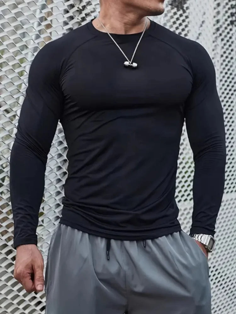 2025 Compressed T-shirt Men's sportswear Running T-shirt Elastic Quick-drying Exercise T-shirt for men exercising in the gym