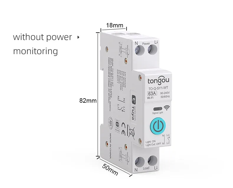 Tuya WiFi Smart Circuit Breaker 1P 63A DIN Rail for Smart Home Wireless Remote Control WiFi Switch by APP TONGOU Free Shipping - Shoppiline
