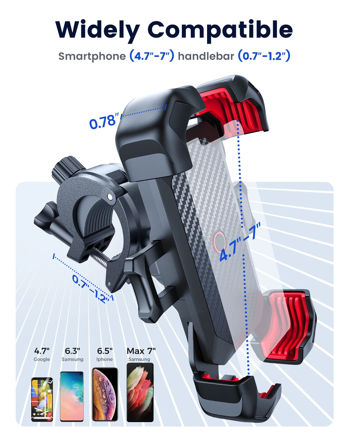 Joyroom Universal Bike Phone Holder 360° View Bicycle Phone Holder for 4.7-7 inch Mobile Phone Stand Shockproof Bracket GPS Clip - Shoppiline