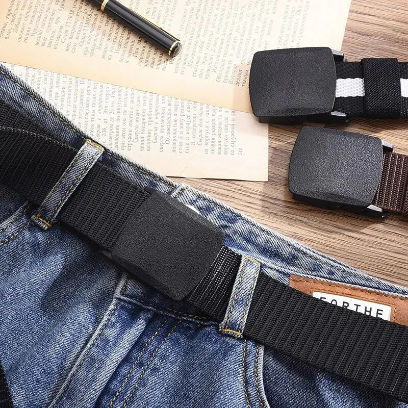 Men's Belt Outdoor Casual Canvas Belt Metal Free Training Nylon Tactical Belt，Versatile For Jeans, Dress，Casual ，For Men Women