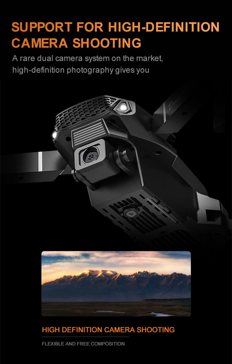 E88 ProIntelligent Folding Drone Supports single/Dual Camera Switching 4KPicture Quality+Wide-angle Shooting WiFiDirect Real-Tim - Shoppiline