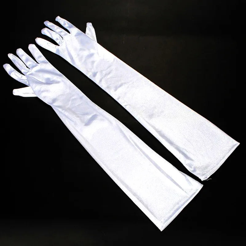 Élégants Gants de Mariée Longs en Satin Blanc Ivoire pour Femmes, Gants de Soirée Opéra Bal Costumé à Doigts Complets, 1 Paire