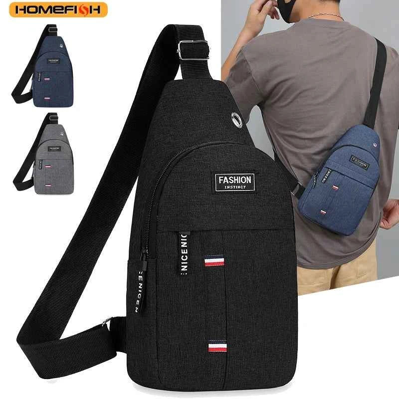 HOMEFISH Chest Bag Men's One Shoulder Crossbody Bag Large Capacity Outdoor Sports And Leisure Fashion Small Shoulder Bag Large
