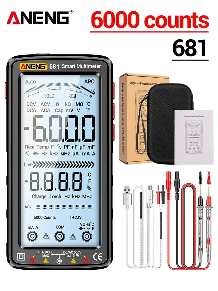 ANENG 681 Non-contact Voltage Tester AC/DC Rechargable Digital Professional MultimeterVoltage Meter LCD Screen Current Tester - Shoppiline