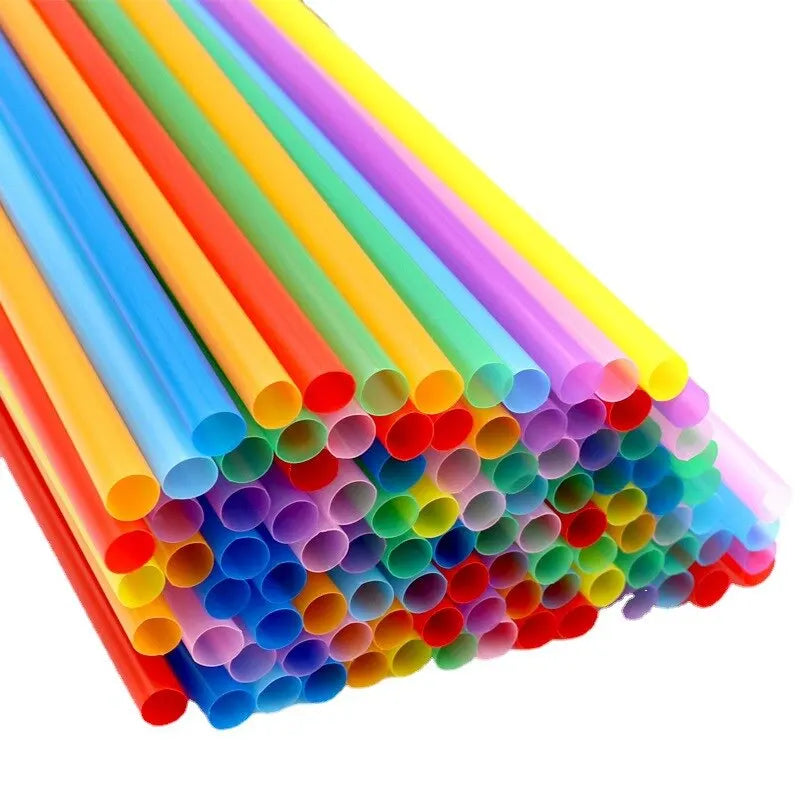 100PCS Disposable Plastic Straws Colorful Party Event Drinking Straws Flexible Large Straight Tube Straw Bar Accessories 6*190mm