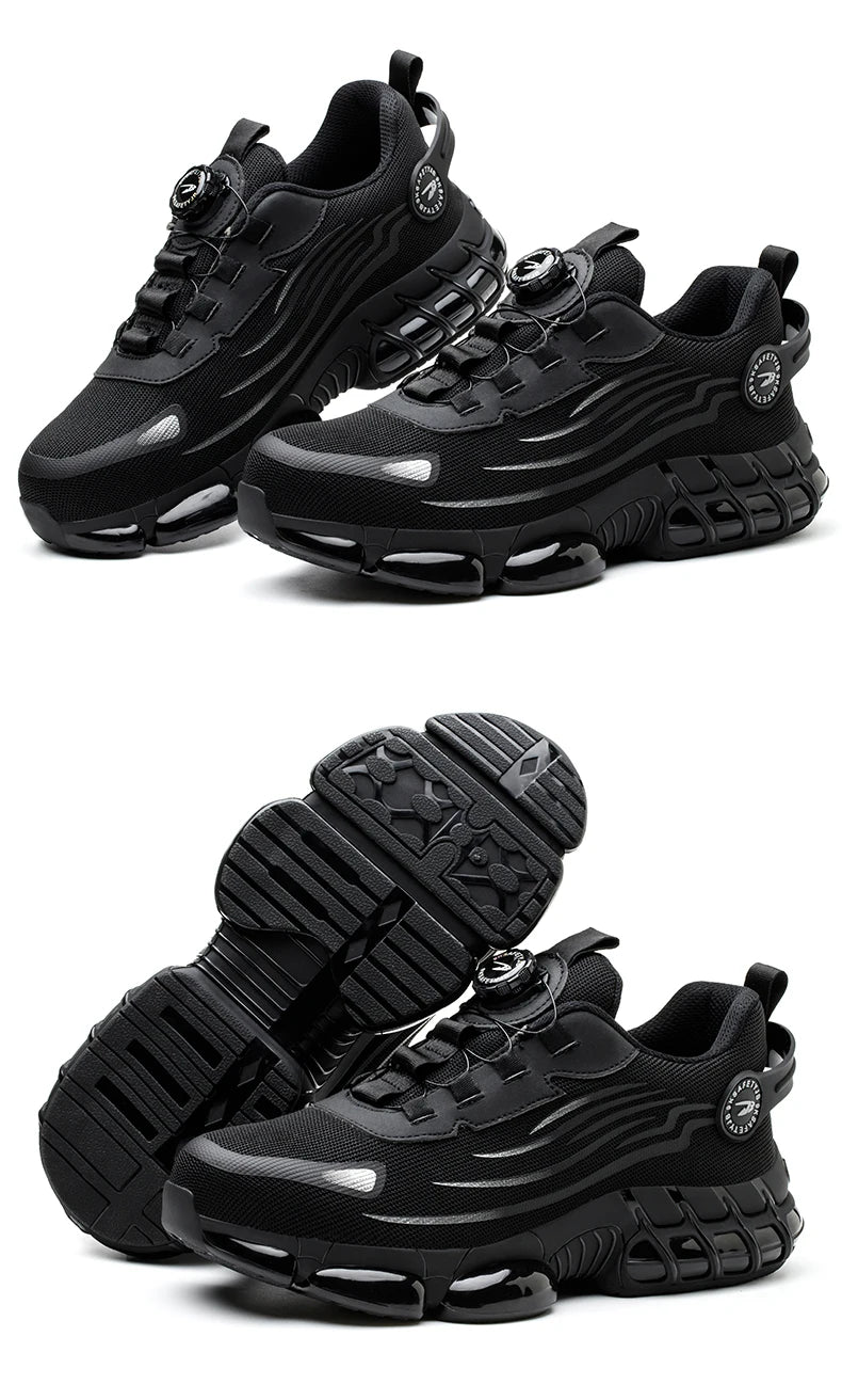 Rotary Buckle Work Safety Shoes For Men and Women Air Soft Sole Lightweight Protective Work Sneakers Men Breathable Boots - Shoppiline