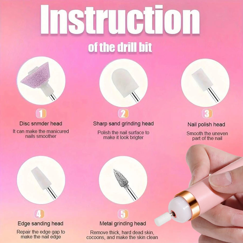 YIKOOLIN Lime à Ongles Électrique Portable avec 4 Vitesses Coupe-Cuticules Outil de Manucure et Pédicure à Piles