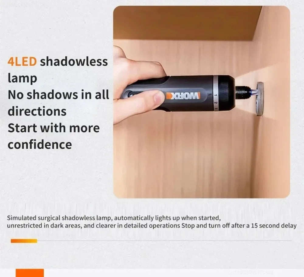Worx 30 Bit Sets Power Tools WX242 Electrical Screwdriver Set Smart Cordless Drill Screwdrivers USB Rechargeable Set Home Repair - Shoppiline