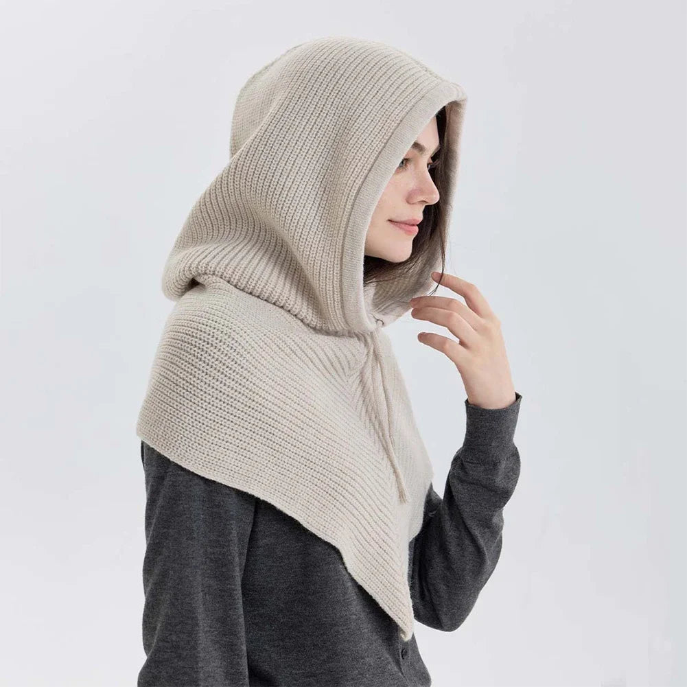 Cagoule d'hiver écharpe pour femme bonnet tricoté chaud extérieur chaud une pièce col pour filles bonnets