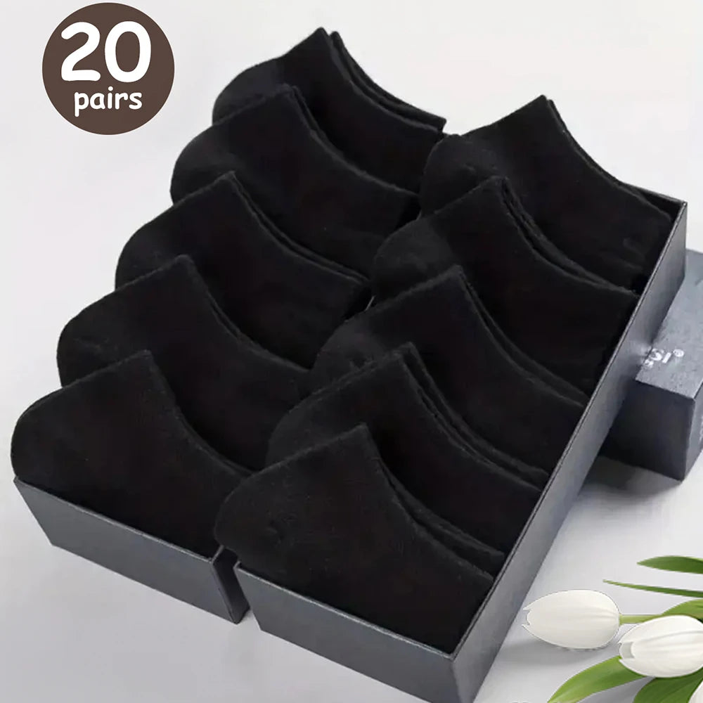 10/20/40 Pairs Men's Boat Socks Business Sport Sweat Absorption Mature Summer Autumn Solid Color Versatile Ankle Socks