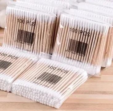 500 Stück Doppelkopf Wattestäbchen Holz Nase Ohren Reinigung Frauen Make-up Werkzeuge Lippenstift Wattestäbchen Spitze Sticks Bastoncillos Oidos
