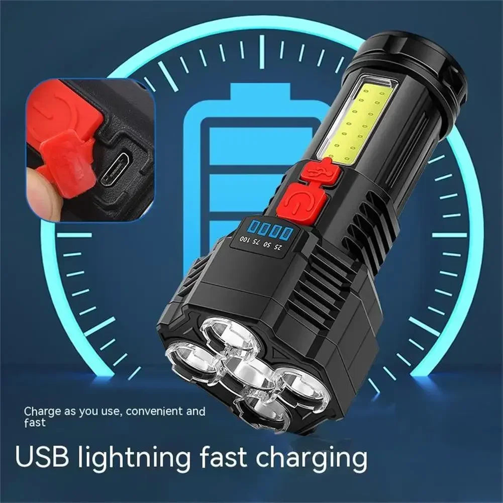 5 LED High Power Led Flashlights Rechargeable Camping Torch 5 Lighting Modes For Outdoor Camping Adventure Lamp with Side Light