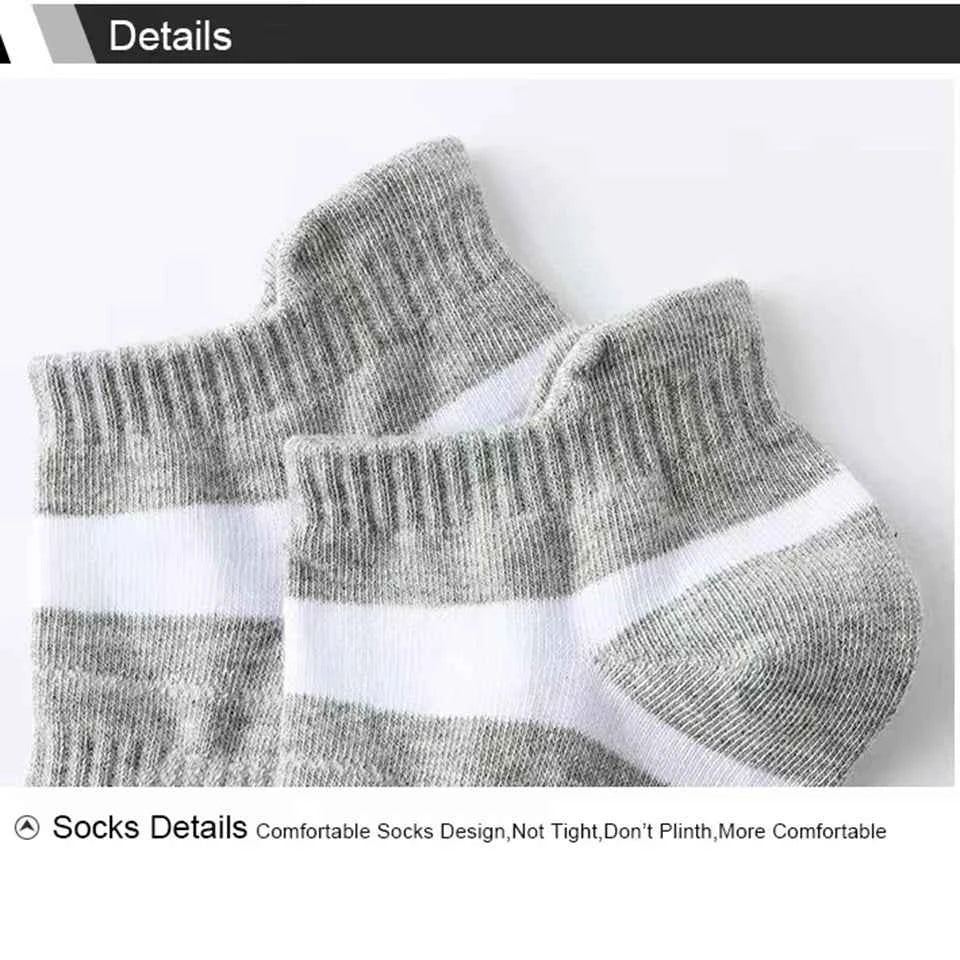 5 Pairs High Quality Socks Men Summer Outdoor Casual Cotton Socks Short Breathable Black Ankle Socks Run Sports Socks Size 38-45