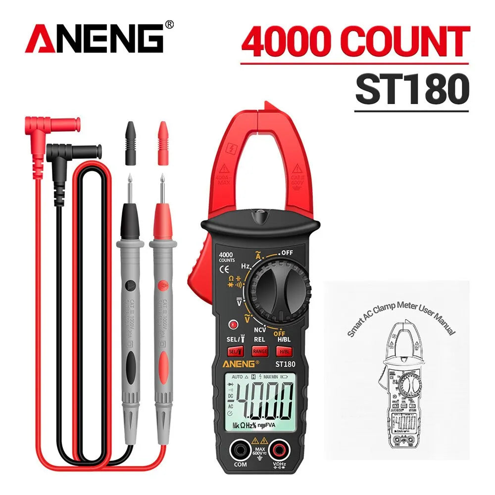 ANENG ST180 AC Current Clamp Meter  Digital 4000 Counts Multimeter Ammeter Voltage Tester Car Amp Hz Capacitance NCV Ohm Tool - Shoppiline