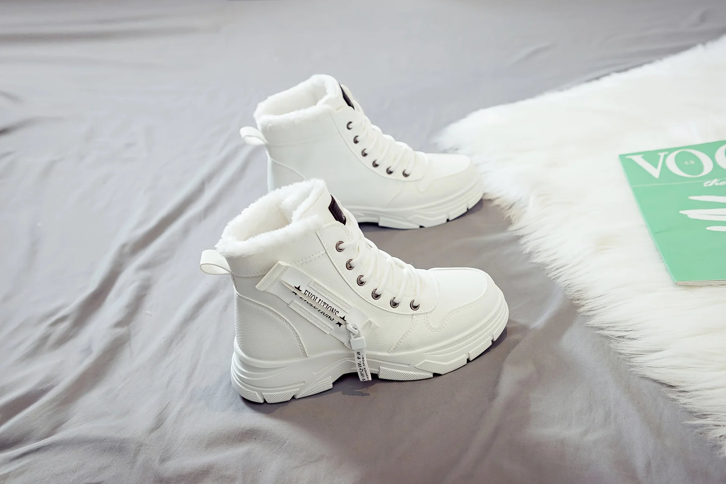 Bottines pour femme, bottes courtes, bottes d'hiver avec doublure épaisse et isolation, élégantes et polyvalentes, bottes d'hiver à semelle épaisse
