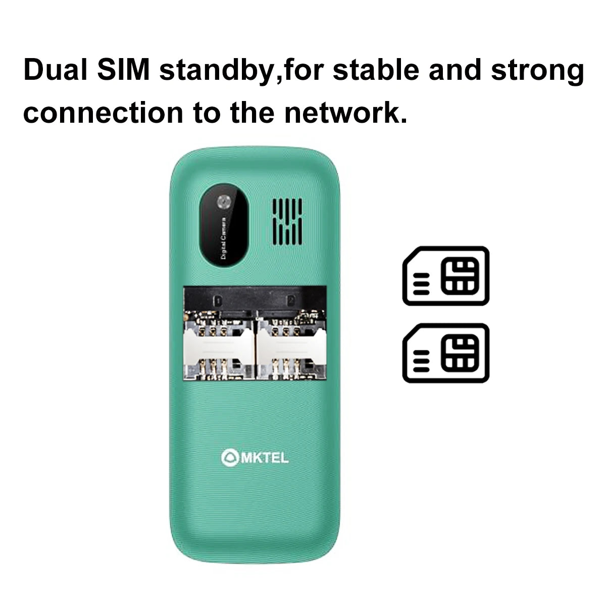 MKTEL M2023 Feature Phone with 1.77inch Display 800mAh Battery Dual SIM FM Radio Flashlight 0.08Mega Camera Senior Phone - Shoppiline