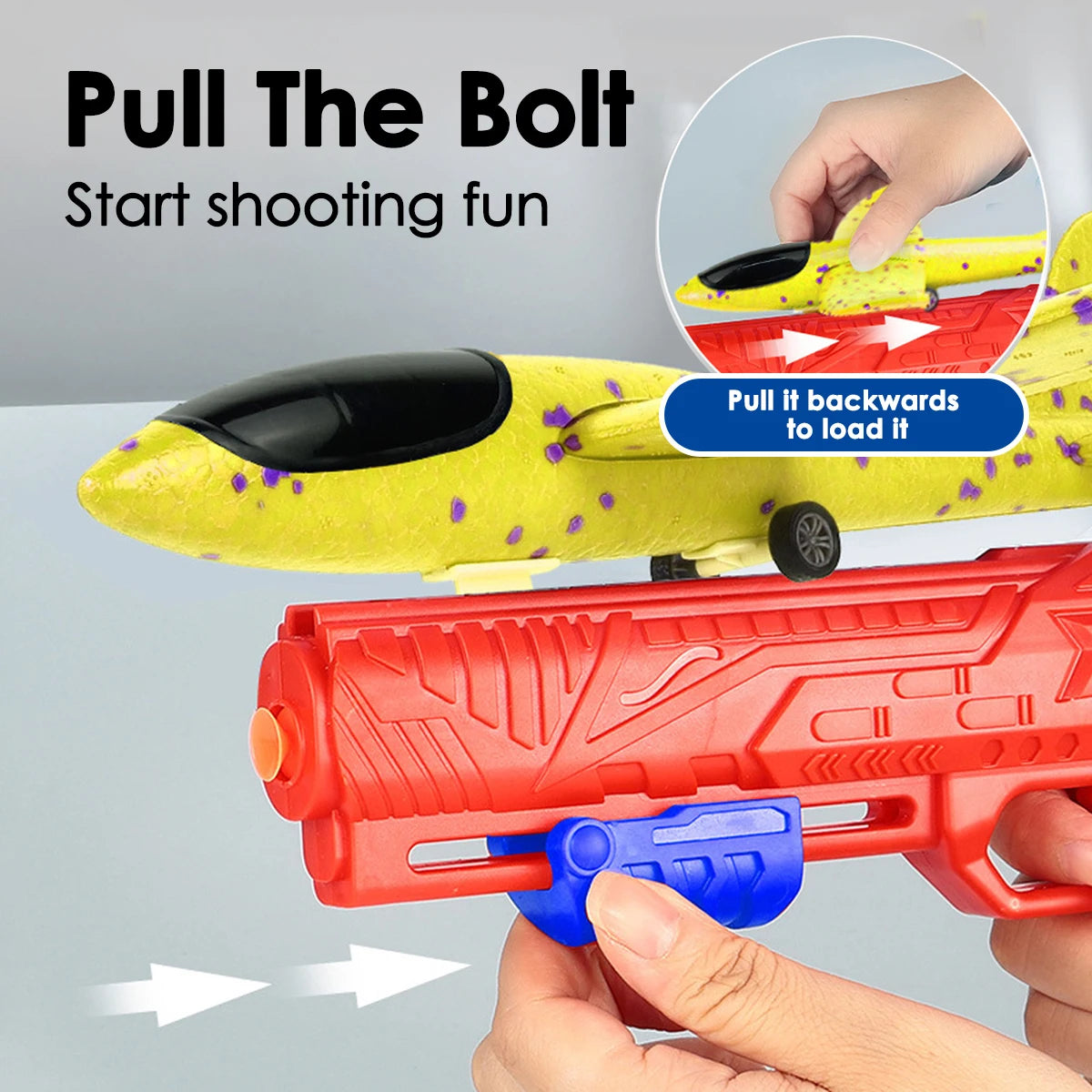 Kids Foam Aircraft 10M Launcher Catapult Glider Aircraft Gun Toy Children's Outdoor Game Soft Bullet Gun