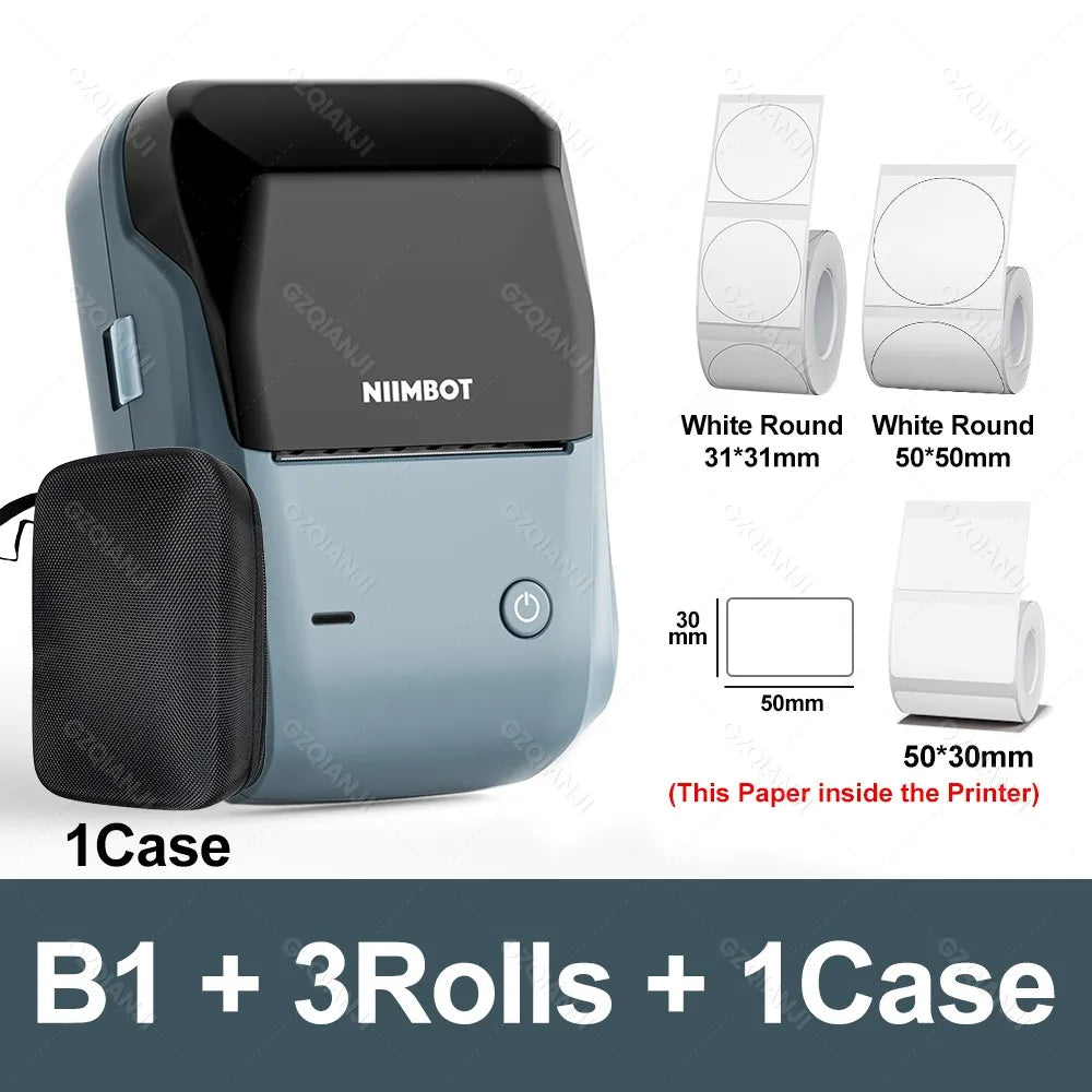Niimbot B1 Mini Label Thermal Printer Portable Self-Adhesive Bluetooth Maker Machine For Round UV Tag Stickers Labels Rolls - Shoppiline