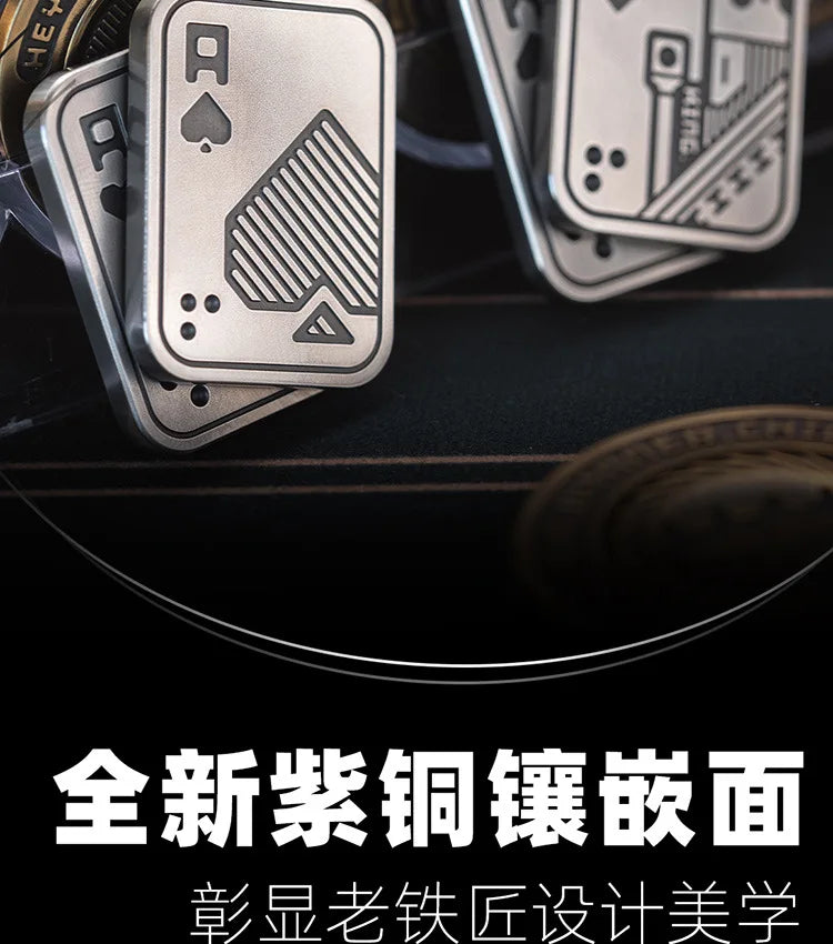 Stress Relief Push Card Metal Fingertip EDC Poker A K King Gyro Toy for Office Adults Anti Anxiety Fidget Papa Coin
