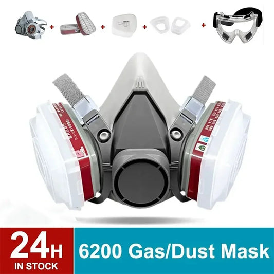 Original 6200 Respirator Reusable Half Face Cover Gas Mask with Cotton Filter Goggles for Painting Spray Polishing Work Safety - Shoppiline