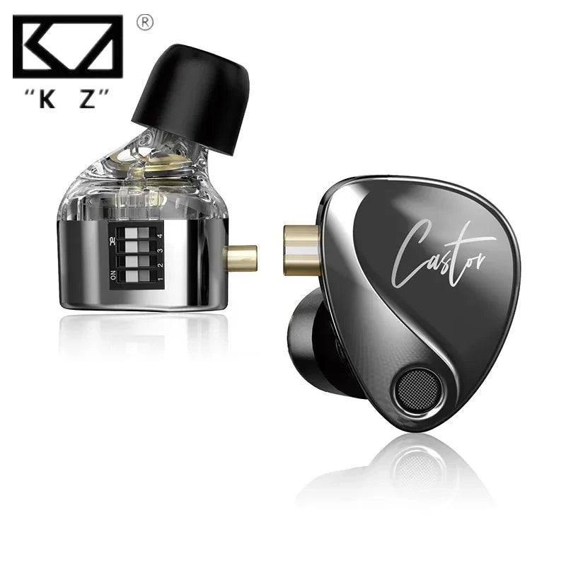KZ Castor Wired Earphone Improved Bass HiFi Earphones 2 Dynamic Tunable Balance Monitor Headset Noise Cancelling Earbuds