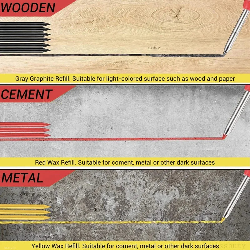 Woodworking Mechanical Pencil Set, Deep Hole Marking and Drawing, 2.8mm Reliable and Durable Lead, for Carpenters Engineering