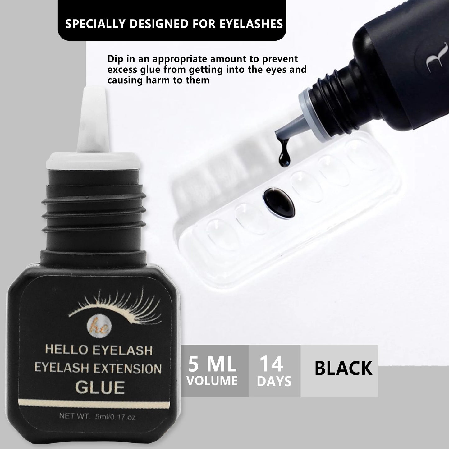 DIY 5ml Fast Drying Strong False Eye Lash Extension Glue Adhesive Retention 7-14 Days Low Smell Mink Eyelash Glue at Home