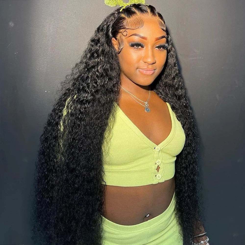 13x6 Hd Lace Frontal Wig Deep Wave 250 Density Curly Human Hair Wigs Preplucked Water Wave Front Wigs For Black Women Brazilian
