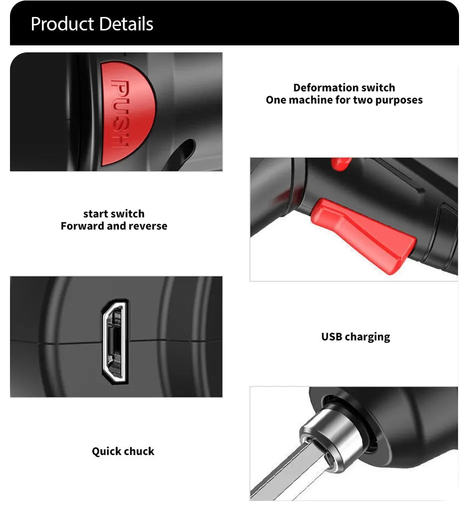 47 PCS 3.6V Electric Screwdriver Set 1800mAh Battery Powered Portable Cordless Electric Screwdriver Household Maintenance Power - Shoppiline