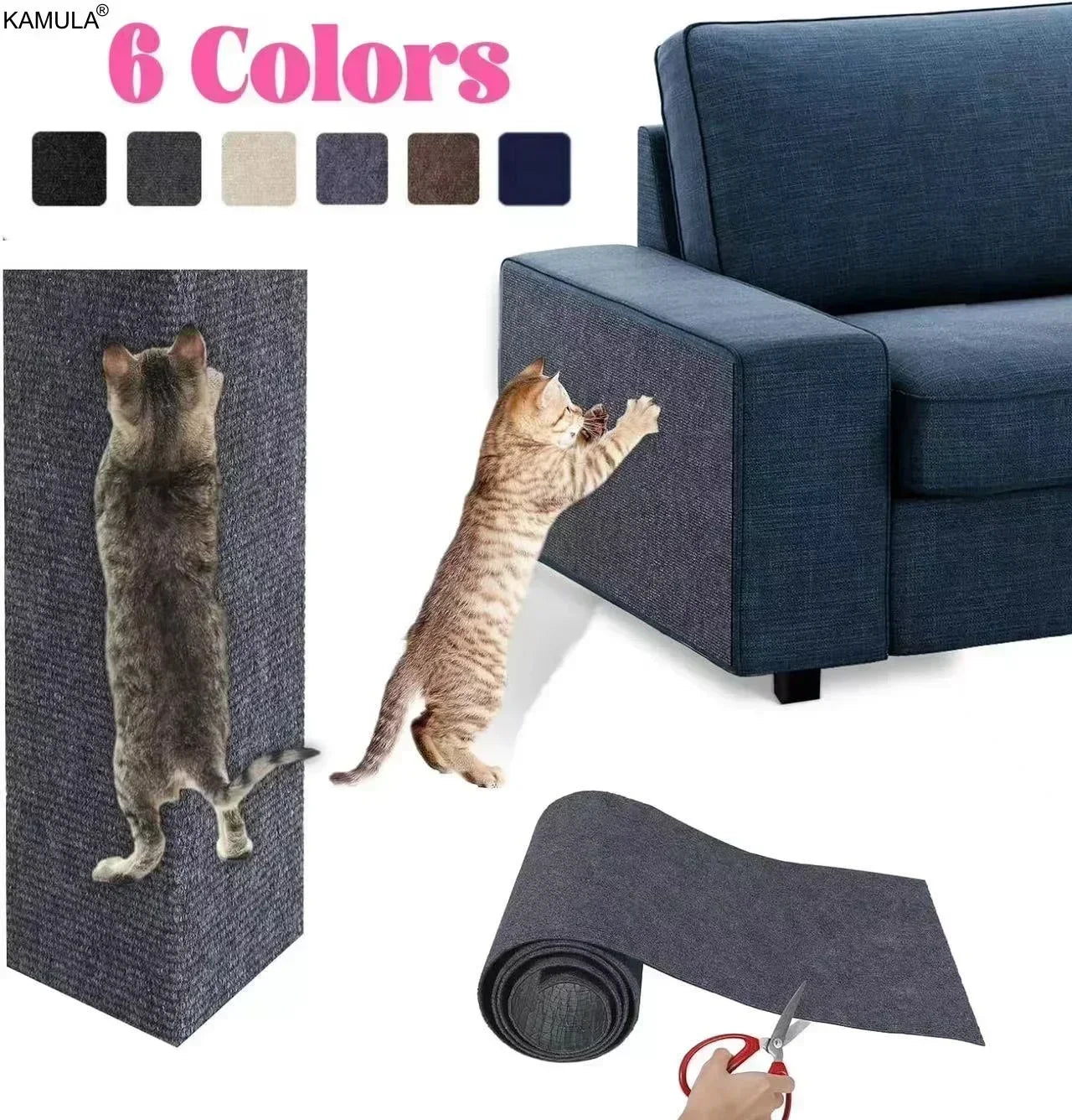 Trimmable Cat Scratch Carpet Self-Adhesive Cat Scratching Board Anti Cat Scratcher Furniture Corner Indoor Sofa Wall Protector