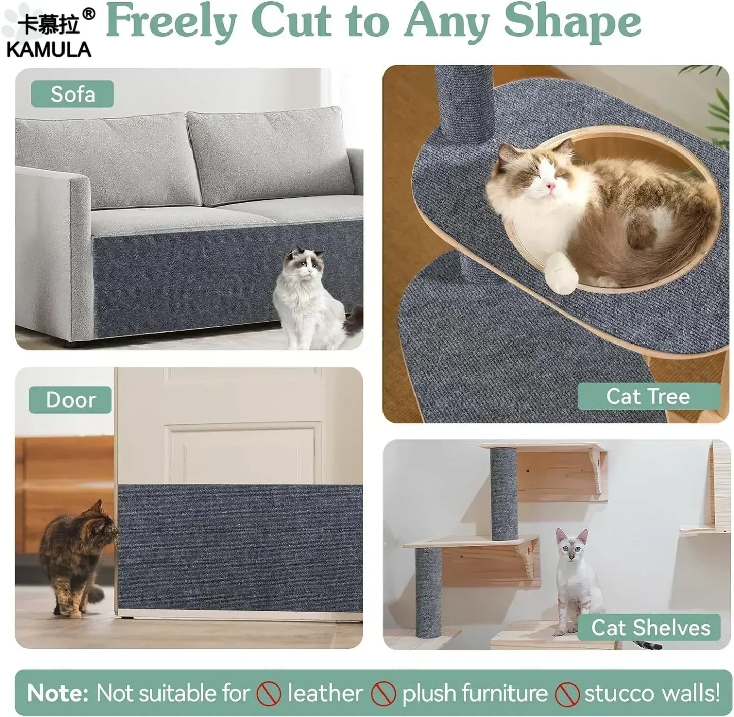 Trimmable Cat Scratch Carpet Self-Adhesive Cat Scratching Board Anti Cat Scratcher Furniture Corner Indoor Sofa Wall Protector