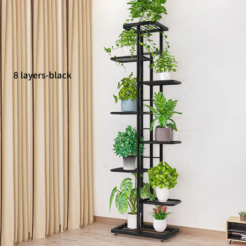 Cordlal Glänzender Blumenständer Eisen 6/7/8 Etagen Pflanzenhalter Ablageregal Topfregal Organizer Hausgarten-Dekoration