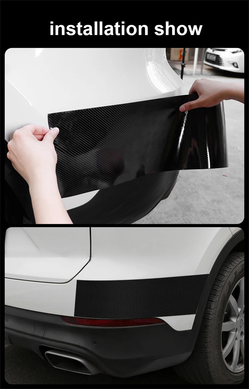 1-10M 3D Car Carbon Fiber Sticker DIY Paste Protector Strip Auto Door Sill Side Mirror Anti Scratch Tape Black Waterproof Film