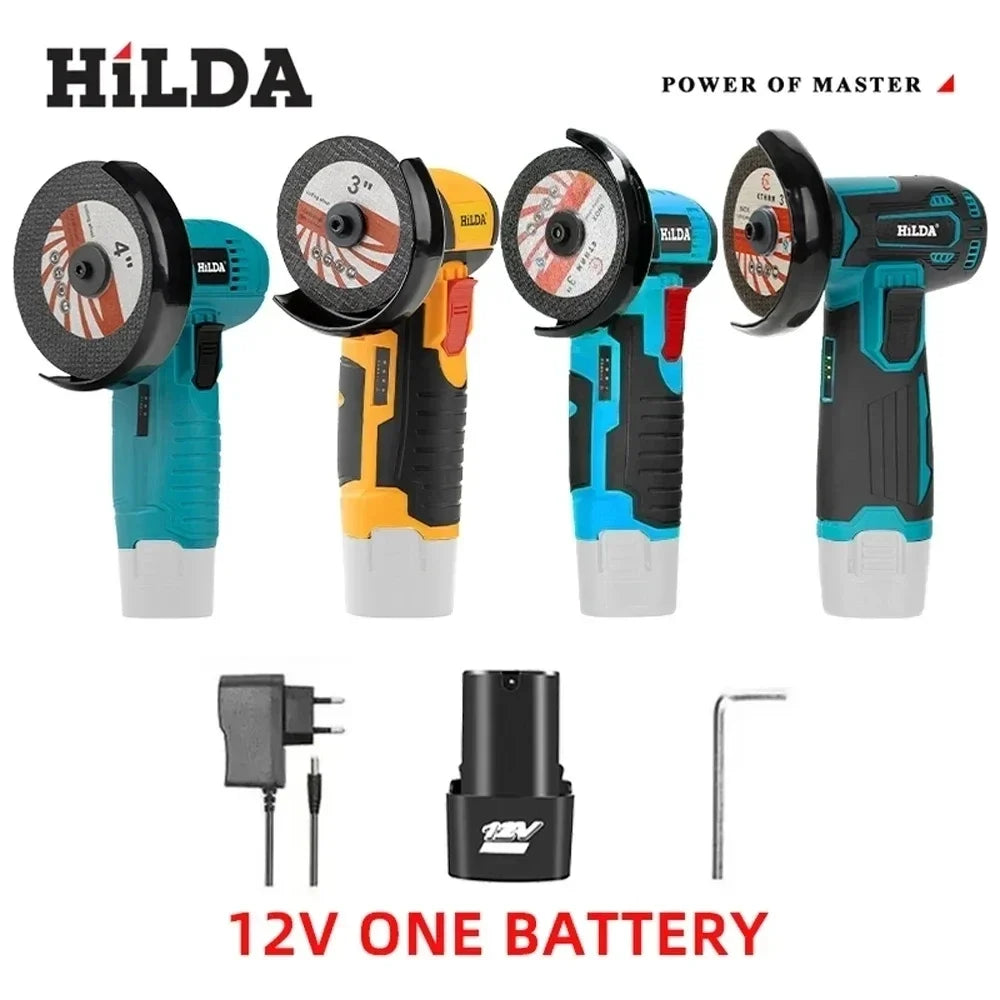 HILDA 12V Electric Angle Grinder 3/4 Inch Lithium Polishing Machine Brushless/Brushed Mini Cutting Machine Rechargeable Battery - Shoppiline