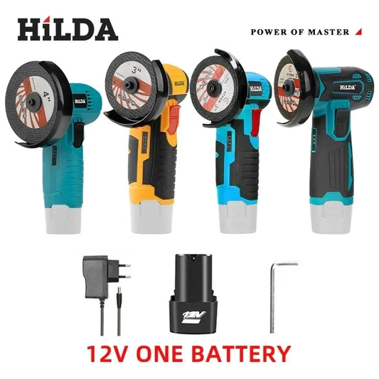 HILDA 12V Electric Angle Grinder 3/4 Inch Lithium Polishing Machine Brushless/Brushed Mini Cutting Machine Rechargeable Battery - Shoppiline
