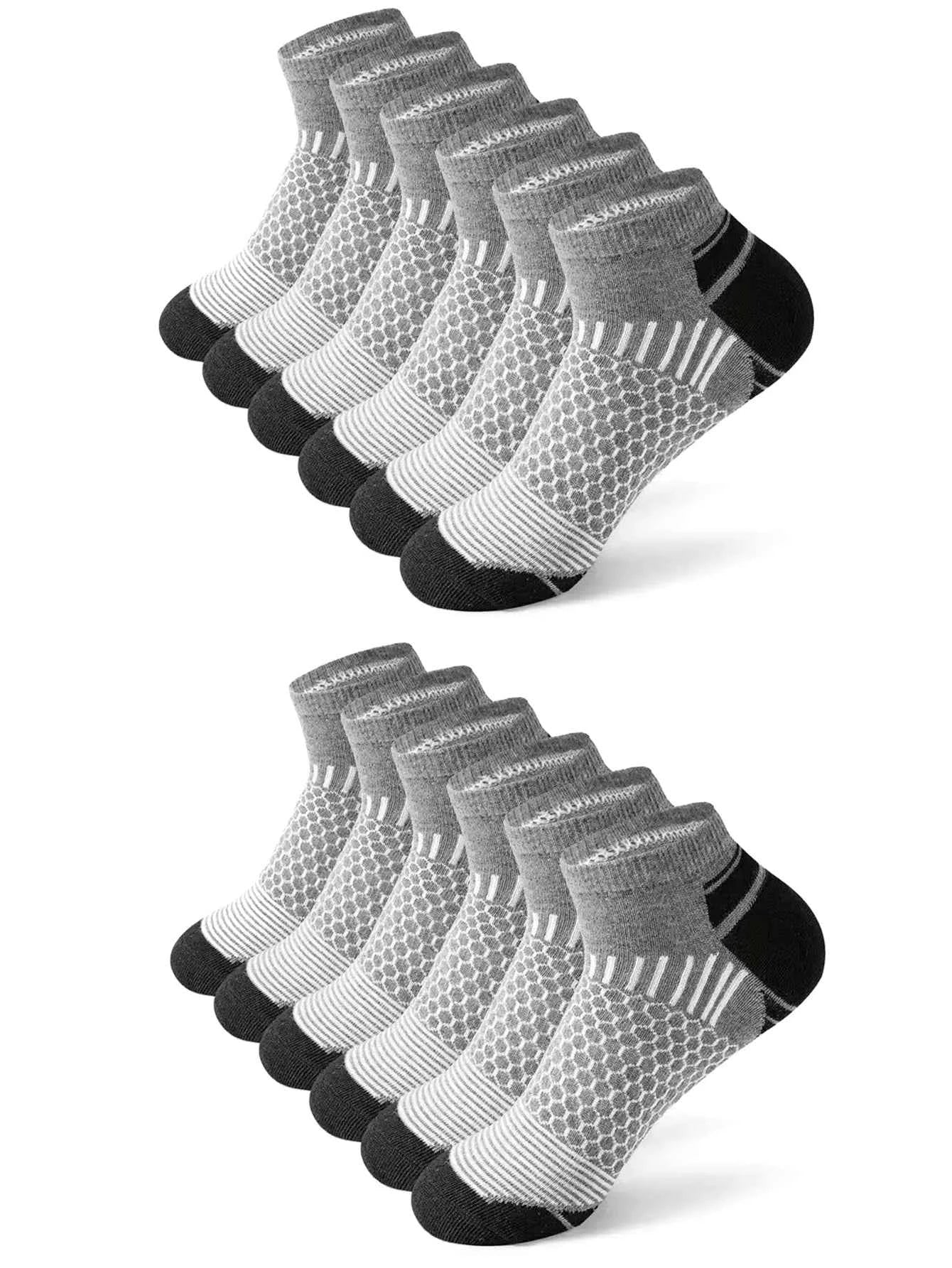 12Pairs High Qualit Athletic Socks Men's Ankle Socks Running Cyclling Waist Honeycomb Design And Firm Sports Leisure Socks Gifts
