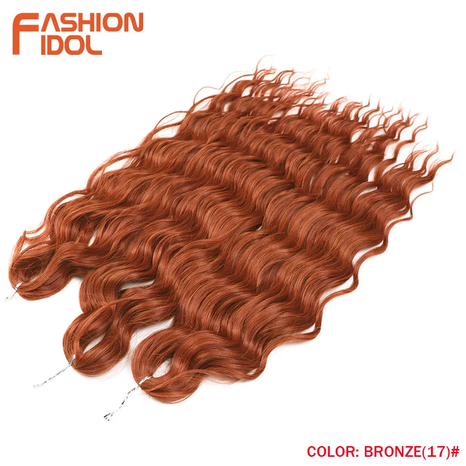 Anna Hair Extensions synthétiques de tresses Loose Deep Wave 24 pouces, cheveux tressés ondulés, cheveux bouclés torsadés au crochet Ombré Blond
