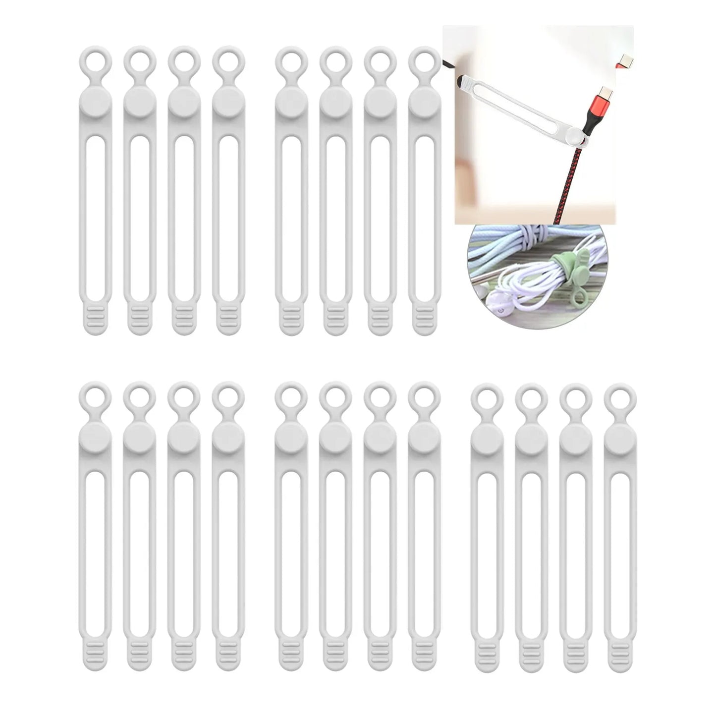 Silicone Cable Ties,Cord Organizer,Cable Straps,Reusable Cord Ties,Travel Cable Organizer ,Cute Elastic Tie, Wire Ties